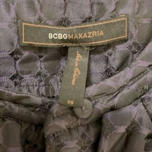 XS BCBG Maxazria deep plum sleeveless dress with bow like collar.